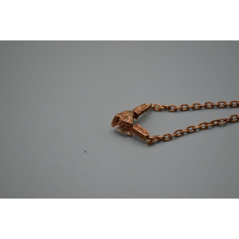 Sterling Silver Chain Necklace Set Heart Cut Stone Accent 925 9" Rose Gold Plate - Picture 10 of 13